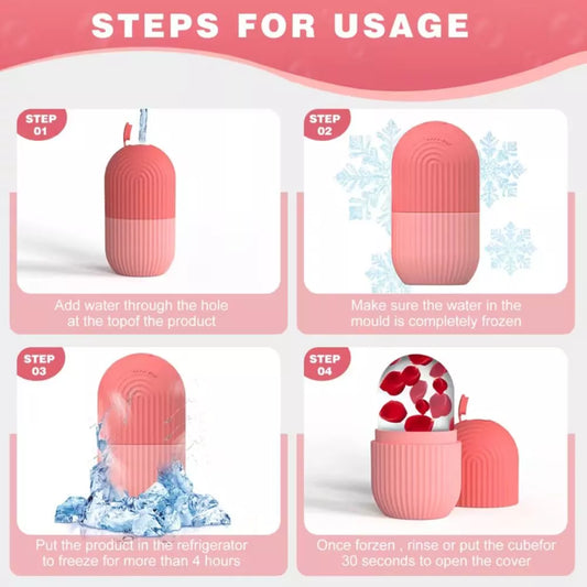Striped Ice Roller for Face – Cooling Facial Massage Roller
