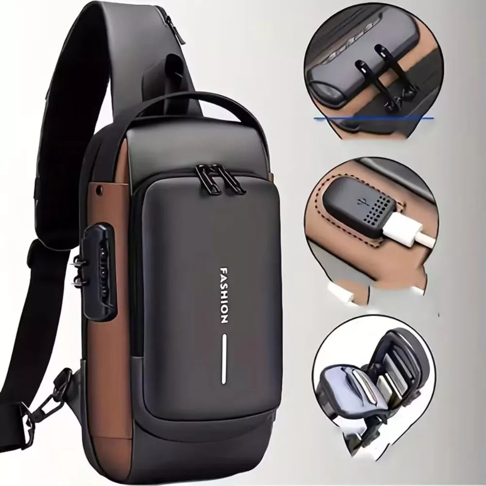 Anti-Theft Motorcycle Backpack with Lock – Secure Crossbody Travel Bag