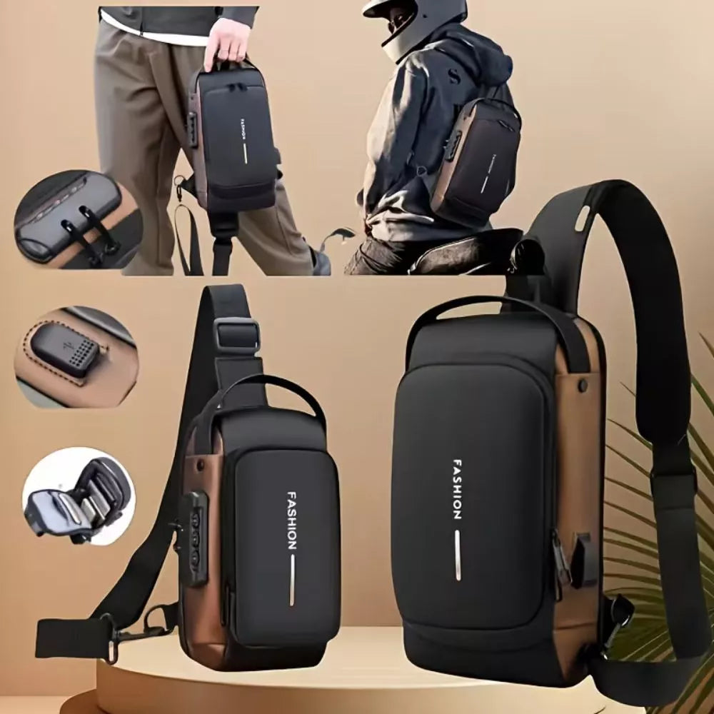 Anti-Theft Motorcycle Backpack with Lock – Secure Crossbody Travel Bag