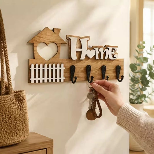 Wall-Mounted Wooden Hook – Entryway Wall Storage & Decor Rack