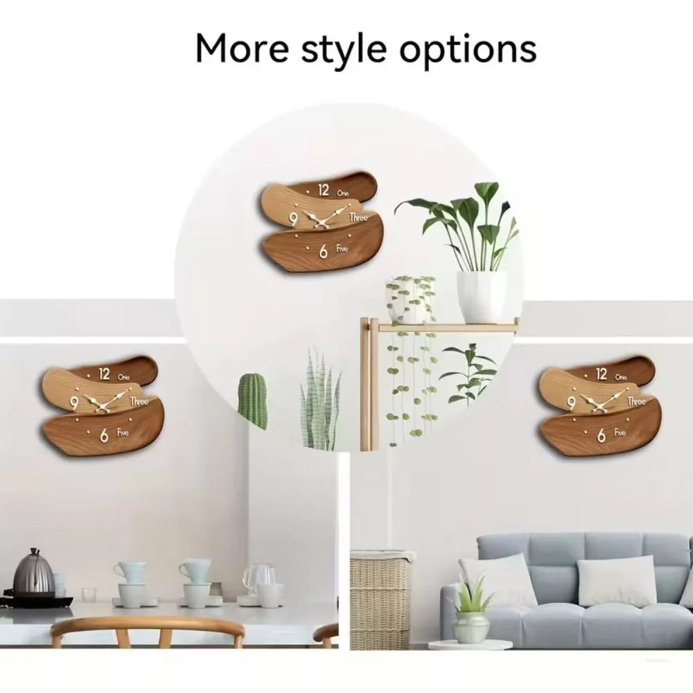 1Pc Wooden Puzzle Wall Clock – Silent Decorative Timepiece