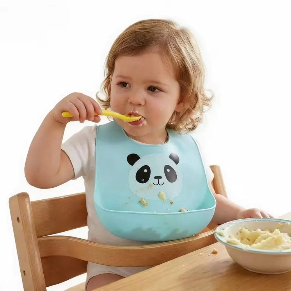 Silicone Baby Bib with Food Catcher – Adjustable & Waterproof